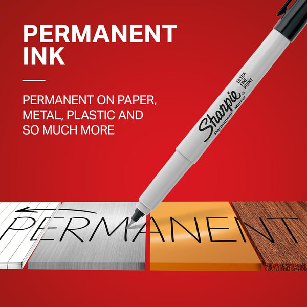 SHARPIE 37002 Permanent Markers, Ultra Fine Point, Red, 12 Count