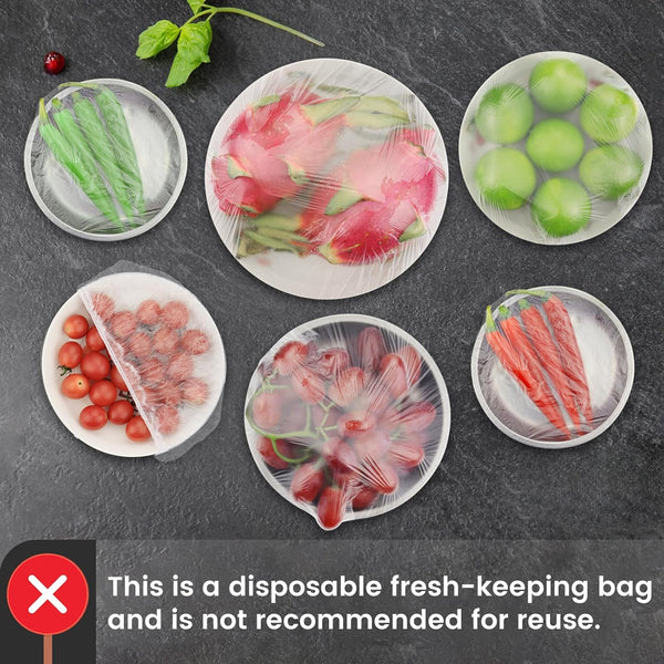 Fresh Keeping Bags 200Pcs with Elastic Disposable Shrinkable Food Storage Covers for Kitchen Bowl/Plates