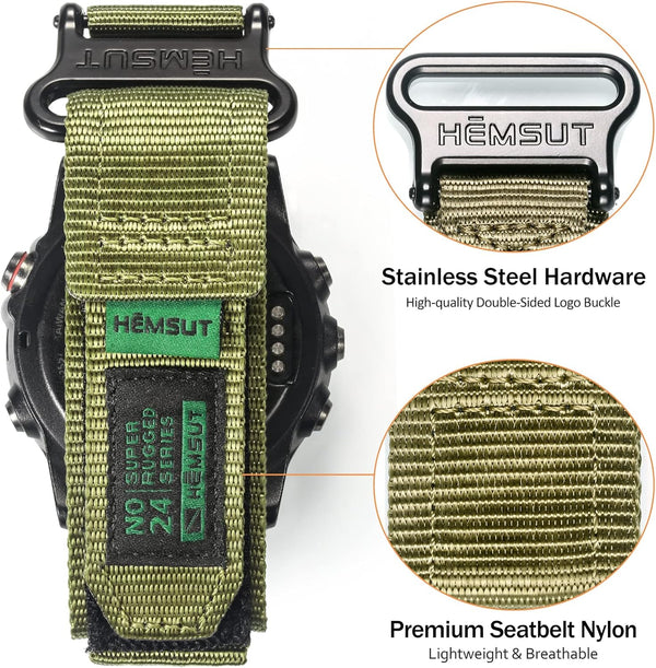 Compatible with Garmin Watch Band, Super Rugged Nylon Sports Strap with Woven Loop Design for Fenix/Forerunner/Approach/Marq/Quatix/D2 Series,
