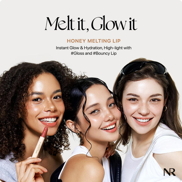 Nature Republic HONEY MELTING LIP GLITTER & PLUMPING (16 MIDNIGHT SPARKLE) SOFT LIP STICK Moisturizing Gloss, Volumizing Formula, Color Changing