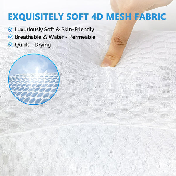 REEZEIVI Bath Pillows for Tub,Bath Pillow with 6 Non-Slip Suction Cups,Soft 4D Mesh Fabric,Bathtub Pillows for Tub Neck and Back Support,Extra