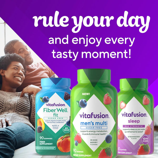 Vitafusion Sugar Free MenâS Multi Daily Gummy Multivitamins, Supports Energy Metabolism, Muscle and Immune Health (1), Mixed Berry Flavors, 90 Count