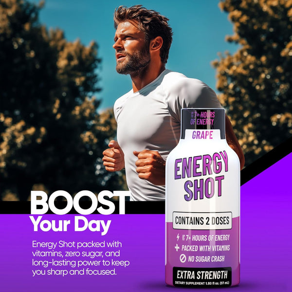 Grade a Quality Daily Energy Shot â Grape â 2 Servings â 260Mg Caffeine, B-Vitamins â Energy & Productivity Support â Zero Sugar, Vegan,