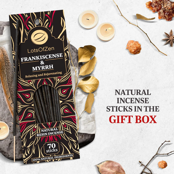 Frankincense and Myrrh Incense Sticks Smudge Kit (70 Pcs) â 1-Hour Burning Spiritual Incense Sticks for Bad Energy Cleansing Kit