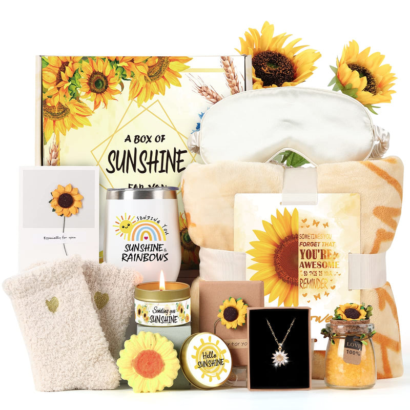Sending Sunshine Gift, Sunflower Gifts for Women, Care Package, Birthday Gifts Box, Get Well Soon Gifts Basket Thinking of You Gift for Women,
