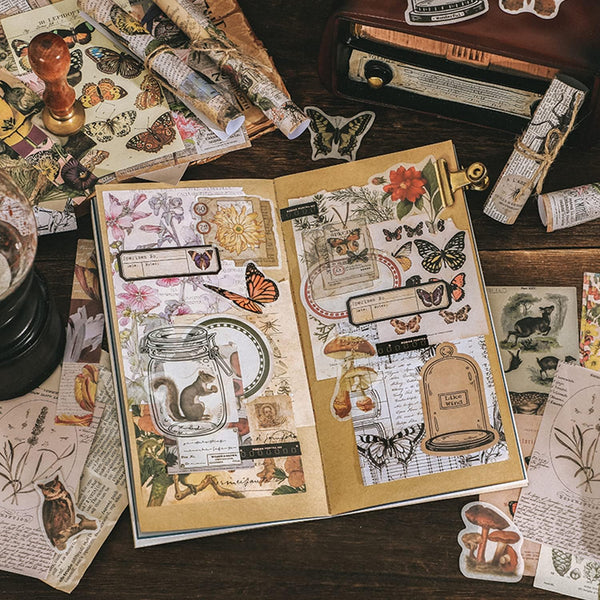 Knaid 200 Pieces Vintage Ephemera Pack Decoupage Paper Junk Journal Kit Scrapbook Planner Sticker Supplies for Art Journaling Bullet Journals