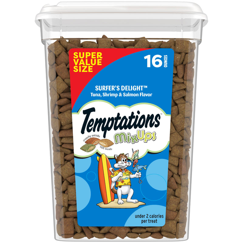 Temptations Mixups Crunchy and Soft Cat Treats Surfer'S Delight Flavor, 16 Oz. Tub