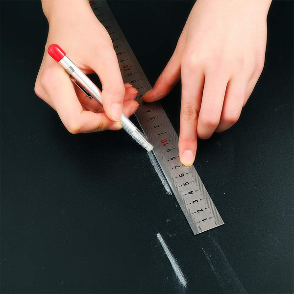 Mudder 2 Pieces Soapstone Pencil Holders round Soapstone Marker Chalk Pencil with 12 Pieces Refills for Welding Tools and Markers Removable