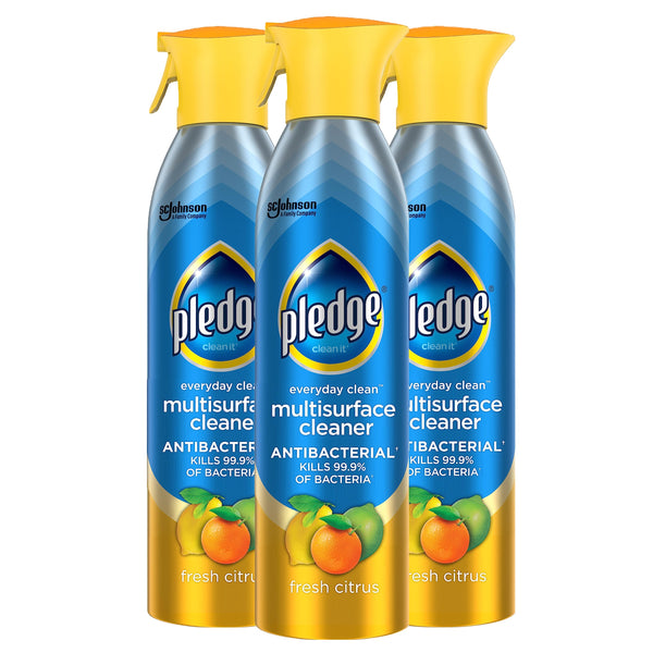 Pledge Antibacterial Multisurface Cleaner Spray, Fresh Citrus - Household Antibacterial Spray, 9.7 Oz (Pack of 3)