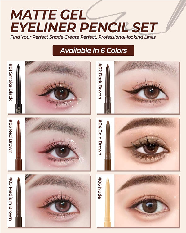 Medium Brown Eyeliner Pencil Retractable Gel Eyeliner Pencil Built in Sharpener Waterproof Smudge Proof Waterline Eye Liner Pencil Smooth Creamy