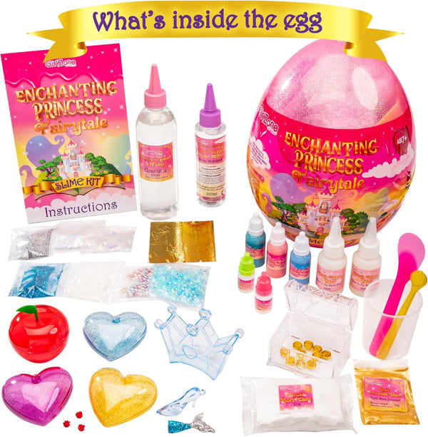 Girlzone Enchanting Princess Fairytale DIY Slime Kit, Slime Kit for Girls Ages 8-12 with 42 Pieces to Make Princess Slime for Kids & Slime for