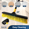 Yocada 18 Inch Push Broom Heavy-Duty Outdoor Commercial Broom Brush Stiff Bristles for Cleaning Patio Garage Deck Concrete Wood Stone Tile Floor