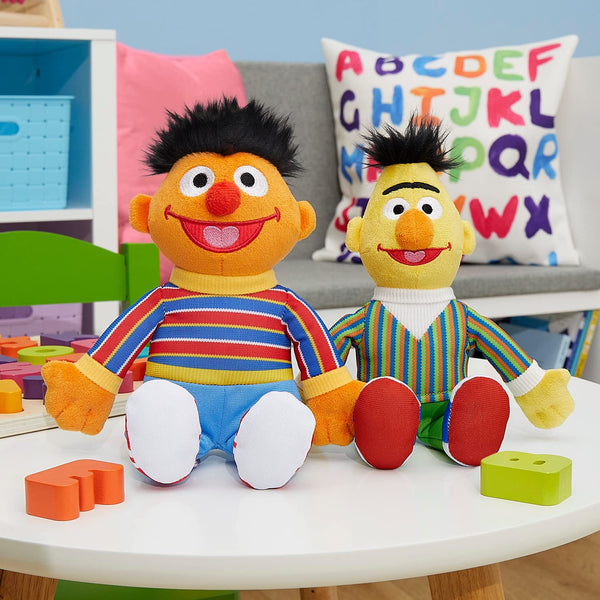 Just Play Sesame Street Friends Bert and Ernie 8-Inch 2-Piece Sustainable Plush Stuffed Animals Set, Kids Toys for Ages 18 Month