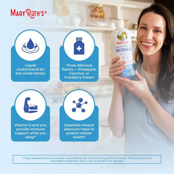 Maryruth'S Liquid Nighttime Multimineral | Sugar Free | Calm Magnesium Citrate | NO Melatonin | Calcium Magnesium Zinc | Muscle Relaxation |