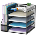 Marbrasse Desk Organizers and Accessories, 5-Tier Paper Letter Tray Organizer with File Holder, Mesh File Organizer, Office Desk Accessories &