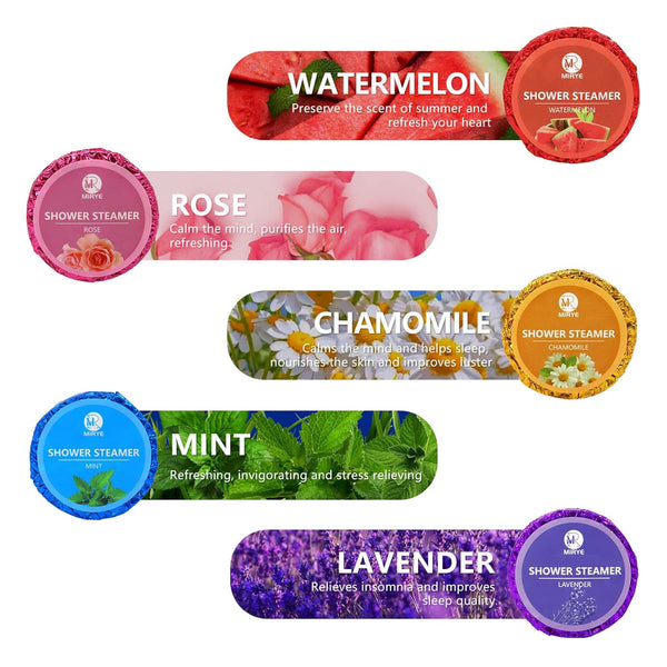 40 PCS Shower Steamers Aromatherapy for Women or Men, 10 Scents Organic with Rose Lavender Mint Watermelon Eucalyptus Lemon Rosemary Grapefruit,