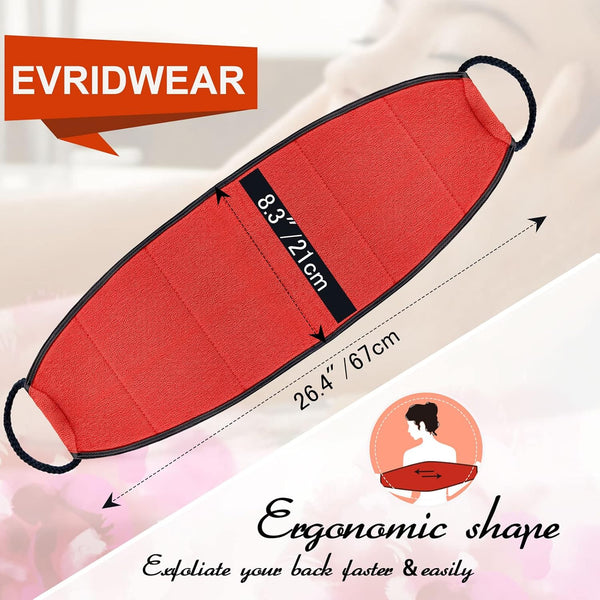 Evridwear Exfoliating Body Scrubber with Handles Back Washer Back Scrubber for Shower Bath Dry Skin Whole Body Deep Clean Men Women(Moderate)