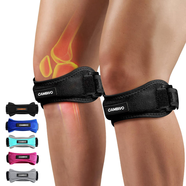 CAMBIVO 2 Pack Knee Braces for Women and Men, Patella Knee Support Strap, Basketball, Running, Hiking, Volleyball, Tennis, Squats