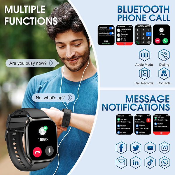 Smart Watch, 2.1" Smart Watches for Men Women(Answer/Make Call),120+ Sport Modes Fitness Tracker with Sleep Heart Rate Monitor, Pedometer, Watches