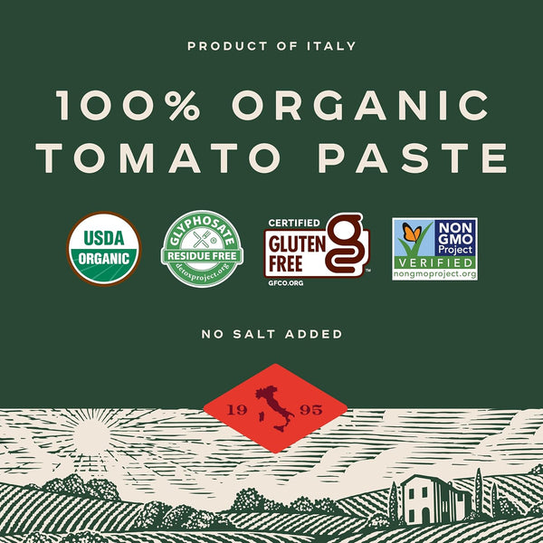 Bionaturae Organic Tomato Paste - No Salt Tomato Paste, Tomato Paste in a Jar, Keto Friendly, Non-Gmo, USDA Certified Organic, No Added Sugar, No