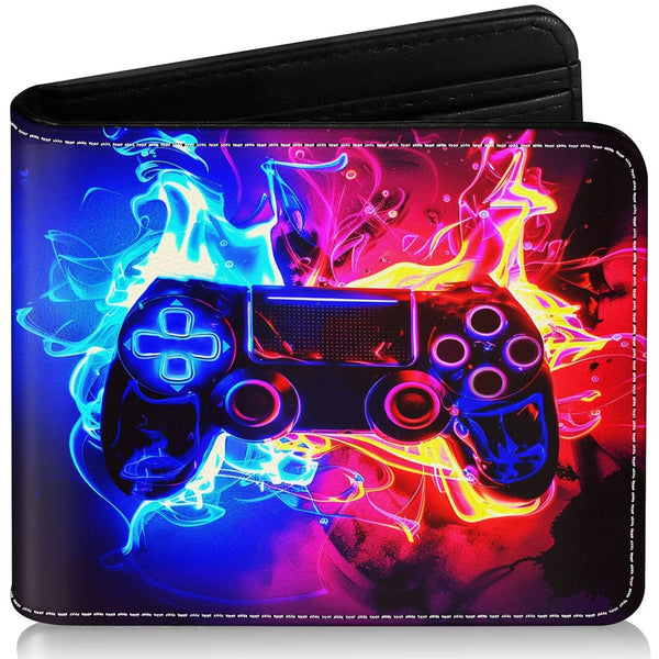 EXXBYELI Boys Wallet for Kids, Cool Kids Gamer Wallet for Boys Ages 8-10 9-12 11-15 with Credit Id Card Cash Holder Black Rfid Blocking Zipper for