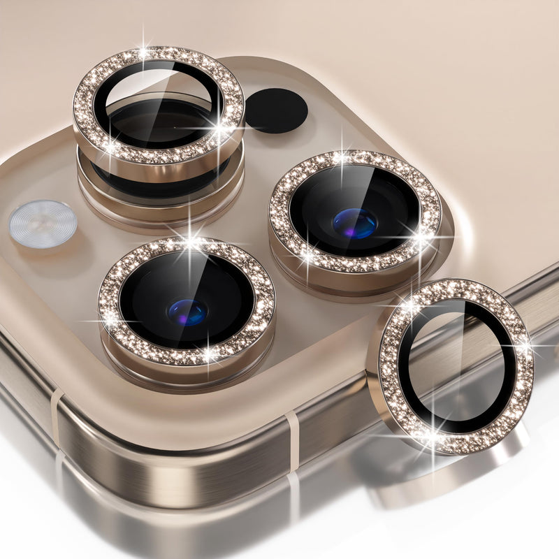 Choiche Compatible for Iphone 16 Pro/Iphone 16 Pro Max Camera Lens Protector Bling, 9H Tempered Glass Camera Cover Screen Protector Metal Ring