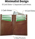 Slim RFID Blocking Genuine Leather Bifold Wallet, Front Pocket Minimalist Card Holder for Men & Women (Vintage Tan)