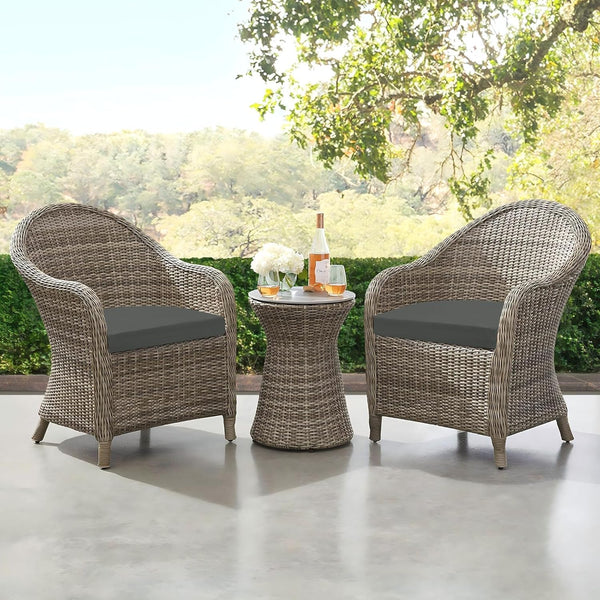 Downluxe Outdoor Chair Cushions Set of 2 for Patio Furniture, Water-Resistant Patio Chair Cushions with Ties, High Density Foam Outdoor Seat