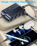 7 in 1 Cigarette Lighter Splitter, LIHAN 3 Socket Car Charger Adapter, Type-C QC3.0 PD 30W Charging, Dual USB Charging Ports, Independent