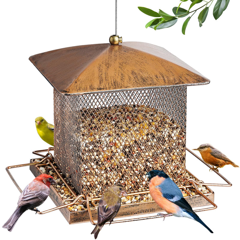 Bird Feeder, Heavy Duty Metal Bird Feeders for Outdoor Hanging, 3.5LB Large Capacity Wild Birdfeeder for Garden Yard outside Backyard