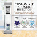 Almeara Crystal Water Bottle with Authentic Lapis Lazuli, Opal Stones & Aquamarine Removable Gemstones, Loose Leaf Tea Infuser - Relaxation,