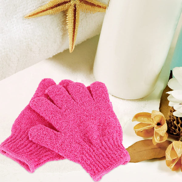 Exfoliating Shower Bath Glovesã4 Pairã Double Side Durable Nylon Shower Gloves Body Scrub Exfoliator & Bathing Accessories for Men,Women & Kids