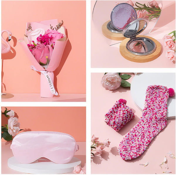 Birthday Gift Basket for Women - Unique Pink Box for Her Relaxing Self Care Set - Presents for Female Friends, Bestie, Girlfriend