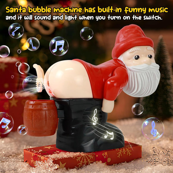 Santa Claus Bubble Butt Machine, Automatic Bubble Blower Machine Santa Claus Toy, Funny Santa Automatic Fart Bubble Machine with Music & Flashing
