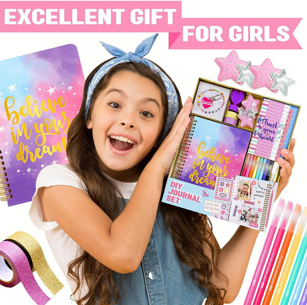 DIY Journal Kit for Girls - DIY Journal Set for Tween & Teen Girls, Stationery Set, Scrapbook & Diary Supplies Set, Journaling Art Crafts Kit,