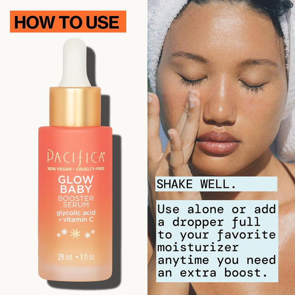 Pacifica Vitamin C Face Serum - Glow Baby Booster Facial Serum - Glycolic Acid Serum for Face - Dark Spot Corrector anti Aging Brightening -