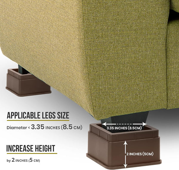 Utopia Bedding Bed Risers 2 Inch - Pack of 8 - Adjustable Furniture Risers 2 & 4 Inch - anti Slip Foam & Rubber Pad - Stackable Beds Lifts Heavy