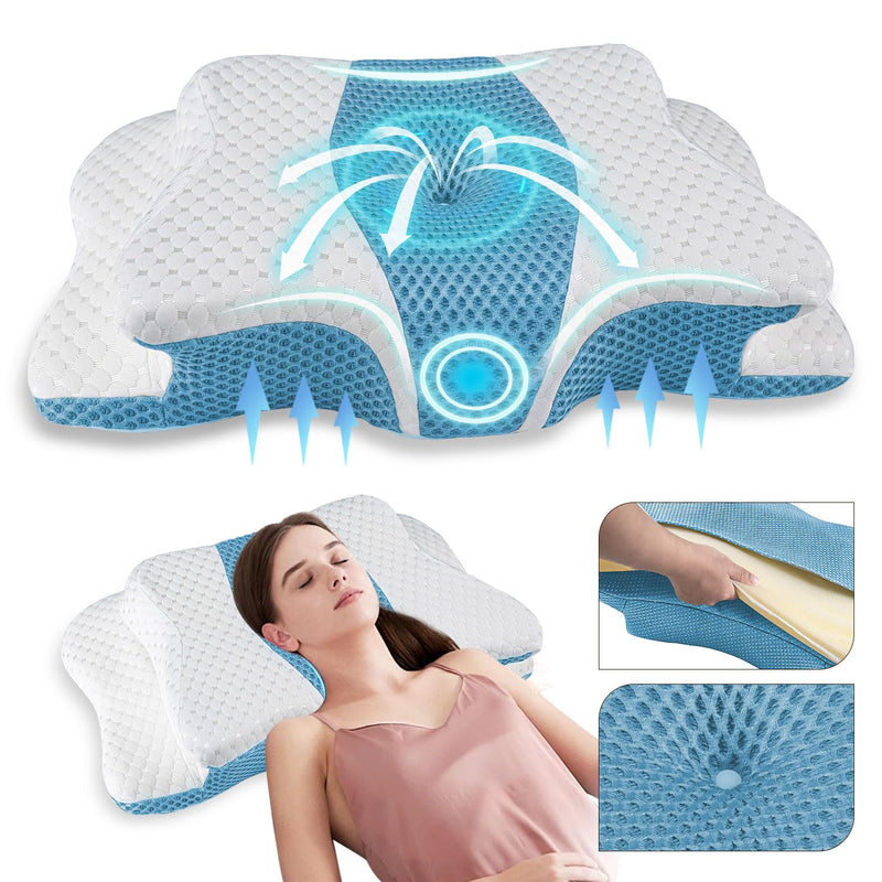 Pain Relief Cervical Pillow for Neck Support,Adjustable Ergonomic Pillow Cozy Sleeping,Odorless Orthopedic Memory Foam Pillows,Contour Bed Pillow