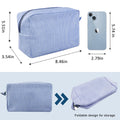 GFU Makeup Bag for Women, Cute Cosmetic Bag, Lightweight Toiletry Make up Bag, Large Seersucker Aesthetic Organizer Storage Pouch for Girls, Women