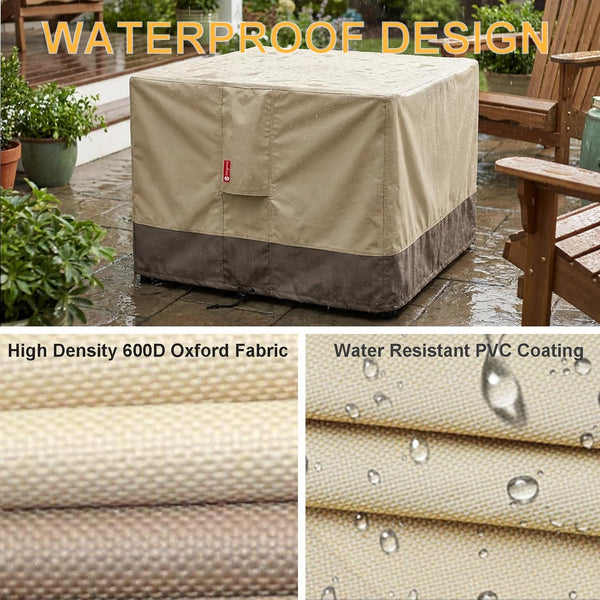 Sheechung Gas Fire Pit Cover Square - 600D Heavy Duty Patio Outdoor Fire Pit Table Cover with PVC Coating,100% Waterproof,Air Vents,Fits for
