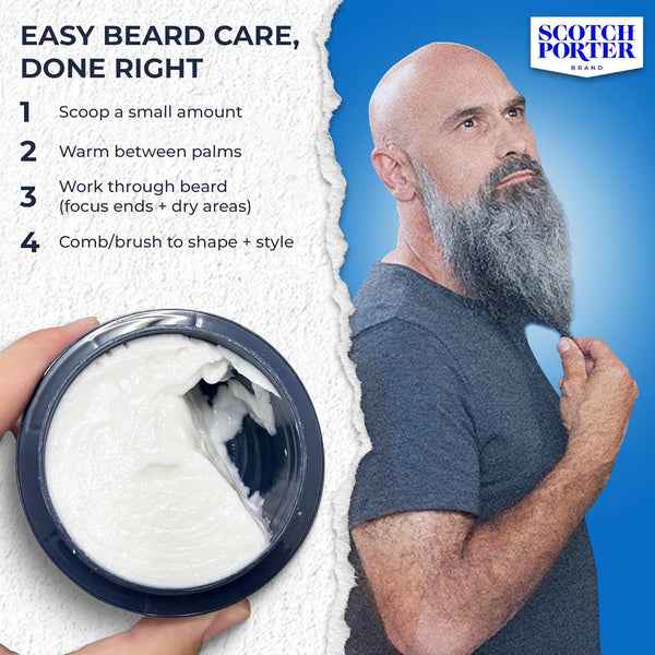 Scotch Porter Conditioning Beard Balm â Smooth, Shape, Moisturize & Soften Coarse, Dry Facial Hair While Encouraging Growth for a