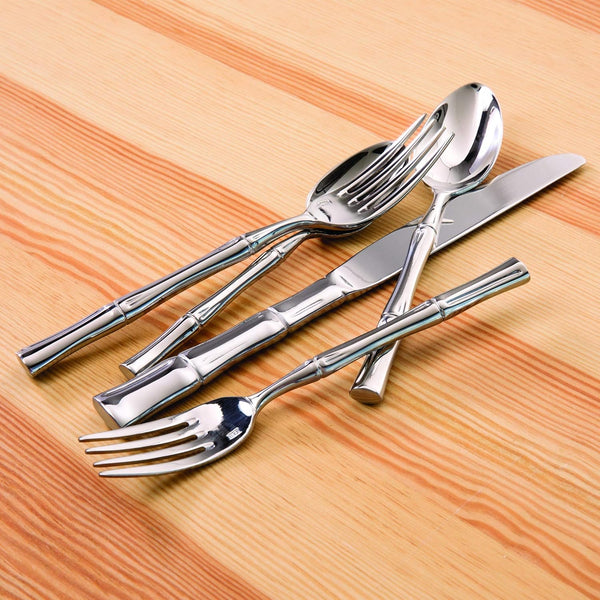 FORTESSA Royal Pacific 18/10 Stainless Steel Flatware, 5 Piece Place Setting with Table Knife, Forks and Spoons (Service for 1), Dishwasher Safe,