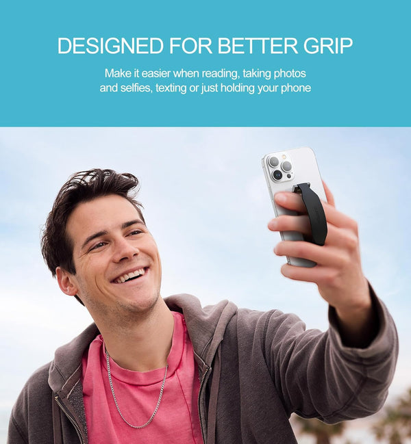 SURITCH Phone Grip Strap Finger Loop Holder for Back of Phone, 2-In-1 Soft Silicone Gripper Kickstand for Iphone Samsung and Most Cell Phone