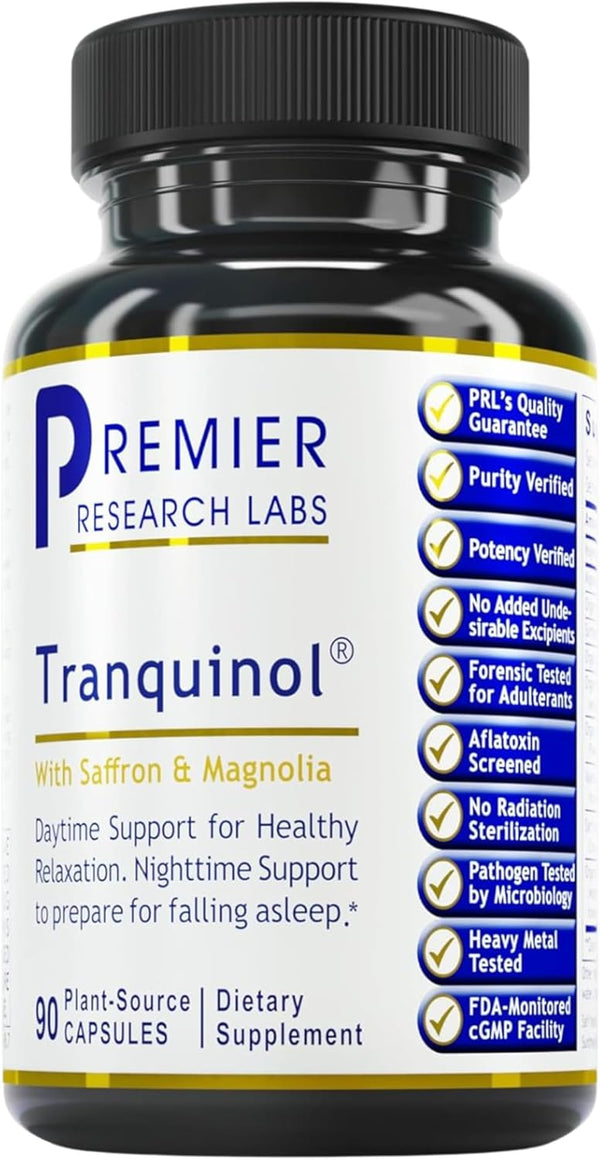 Premier Research Labs Tranquinol | Natural Sleep Aid Supplement for Deep Sleep Support and Calm Mind | Magnesium, Turmeric, Lemon Balm & Saffron