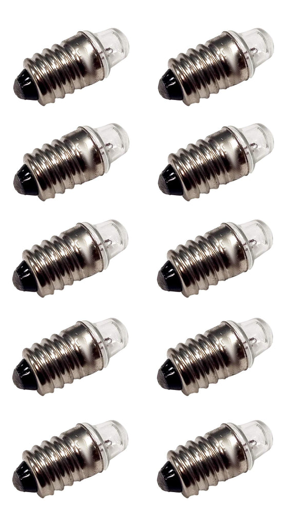 Pack of 10 E10 Miniature Screw Base Light Bulbs, 1.5V / 0.3A Flashlight Style, Incandescent â¦