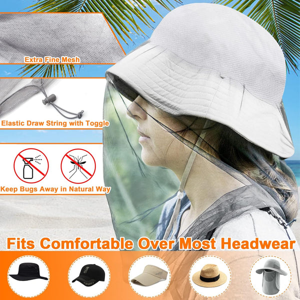 Benvo Mosquito Head Net Mesh, Face Neck Fly Netting Hood from Bugs Gnats Noseeums Screen Net for Any Outdoor Lover- with Carry Bags Fits Most