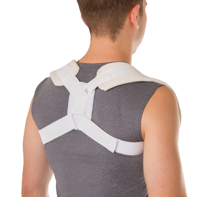 BraceAbility Clavicle Support Brace - Figure 8 Upper Back Brace Posture Corrector for Women and Men, Shoulder Straighten