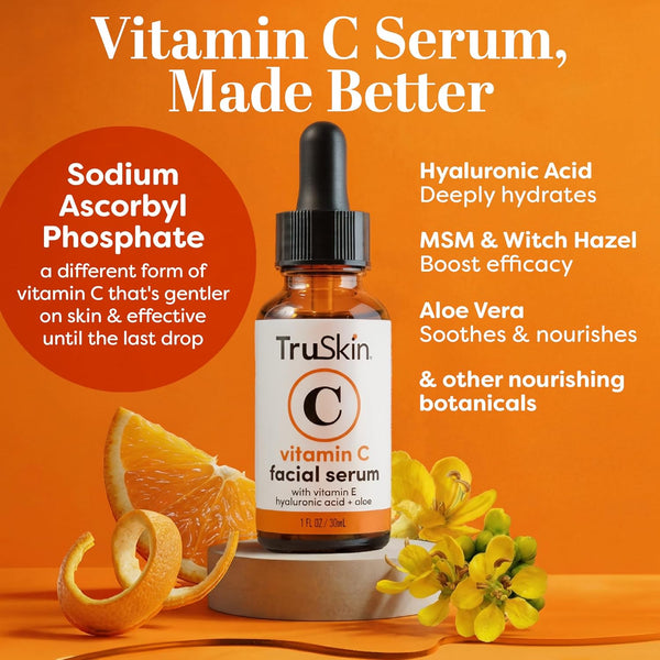 Truskin Vitamin C Serum for Face â anti Aging Formula with Vitamin C, Hyaluronic Acid, Vitamin E â Brightening Serum â Improve Appearance of