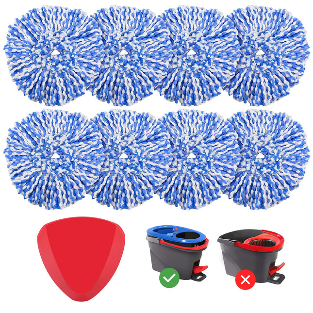 8 Pack Rinseclean Spin Mop Replacement Head Refills with 1 Rotating Mop Base Compatible with O Ceda Rinseclean 2 Tank Sy
