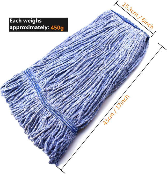 String Mop Heads Replacement Heavy Duty Commercial Grade Blue Cotton Looped End Wet Industrial Cleaning Mop Head Refills